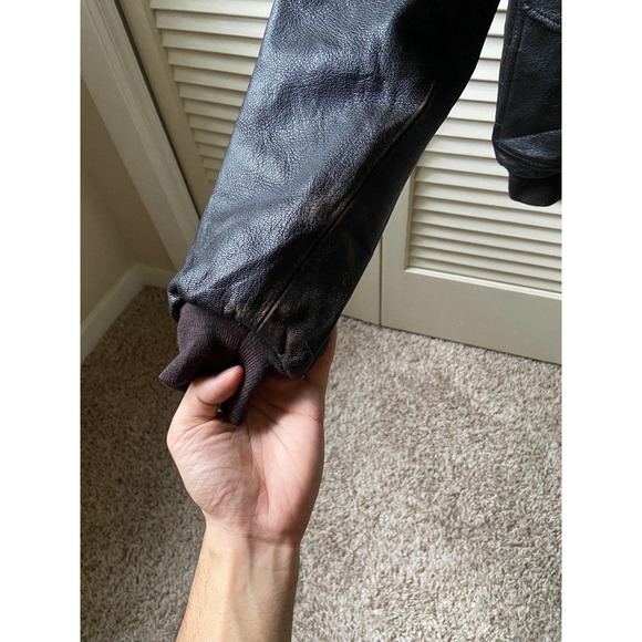 Vintage LL Bean Goatskin Black Leather A-2 Flight Full Zip Jacket Men’s Size L - Picture 11 of 11